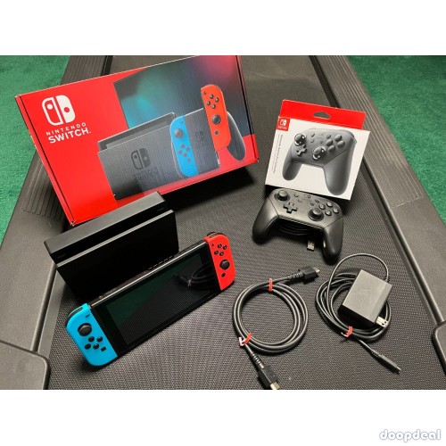Nintendo Switch Console Neon Blue/Red Joy-Con Bundle w/ Pro Controller
