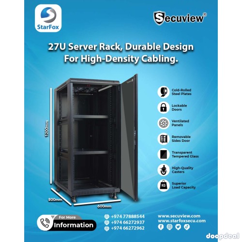 Secuview 27U Floor Standing Rack Structured For Cooling And Control.