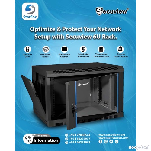 Secuview 6U Network Rack, Compact & Durable for Small Setups.
