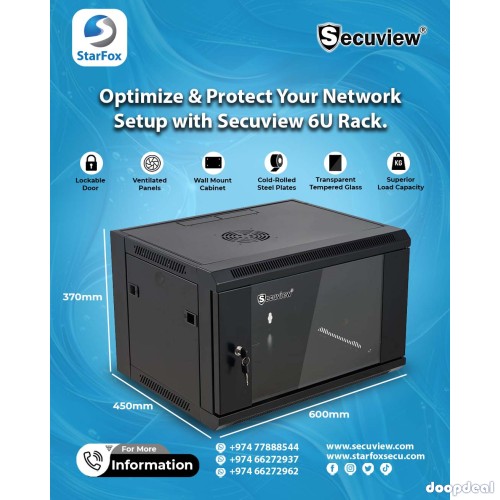 Secuview 6U Network Rack, Compact & Durable for Small Setups.