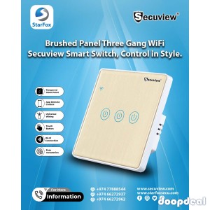 Brushed Panel Three Gang Wi-Fi Secuview Smart Switch, Control in Style.