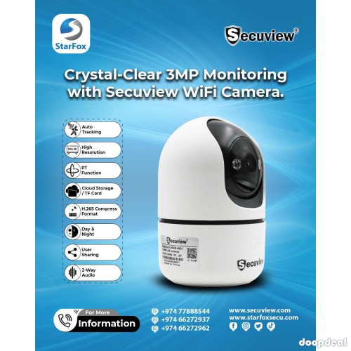 Crystal-Clear 3MP Monitoring with Secuview Wi-Fi Camera.