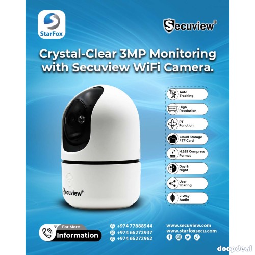Crystal-Clear 3MP Monitoring with Secuview Wi-Fi Camera.