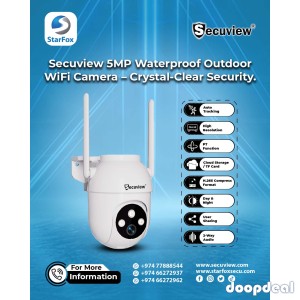 Secuview 5MP Waterproof Outdoor Wi-Fi Camera – Crystal-Clear Security.