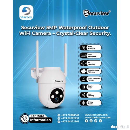 Secuview 5MP Waterproof Outdoor Wi-Fi Camera – Crystal-Clear Security.