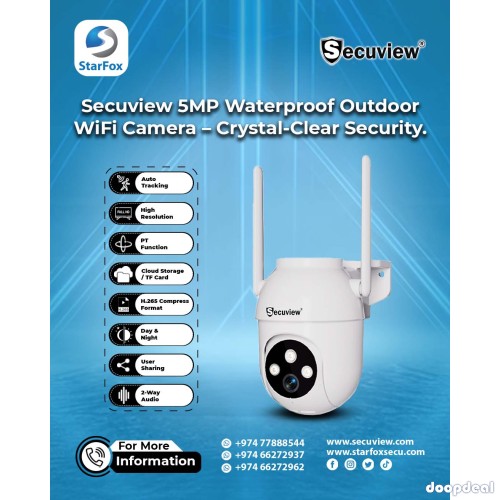 Secuview 5MP Waterproof Outdoor Wi-Fi Camera – Crystal-Clear Security.
