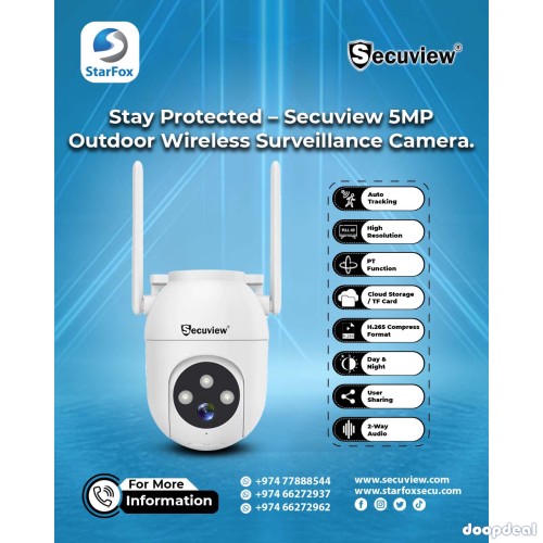 Secuview 5MP Waterproof Outdoor Wi-Fi Camera – Crystal-Clear Security.