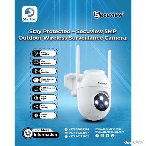 Secuview 5MP Waterproof Outdoor Wi-Fi Camera – Crystal-Clear Security.